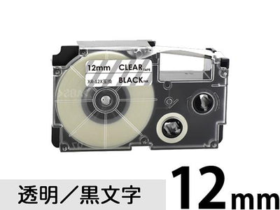 【12mm 透明/黒文字】透明タイプ Casio ネームランド 用 互換テープカートリッジ / XR-12X