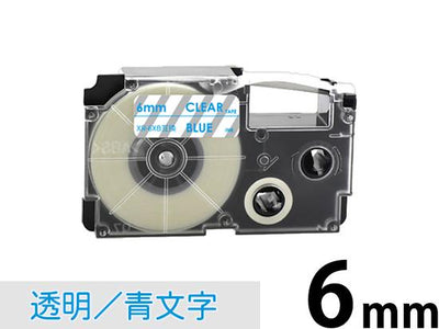 【6mm 透明/青文字】透明タイプ Casio ネームランド 用 互換テープカートリッジ / XR-6XB