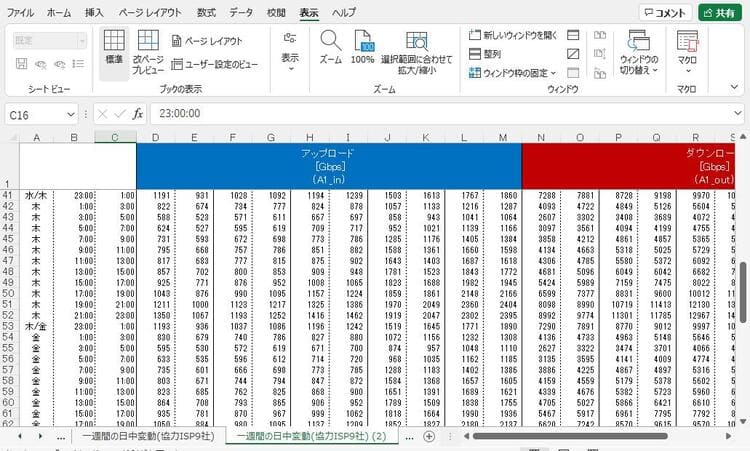 先頭行を固定する方法