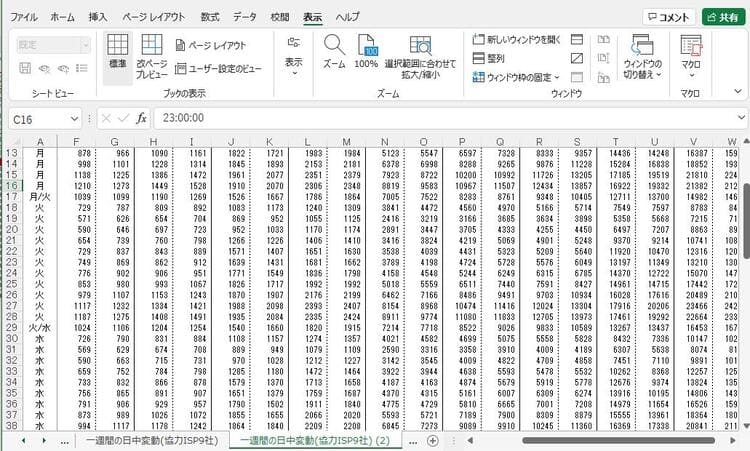 先頭列を固定する方法