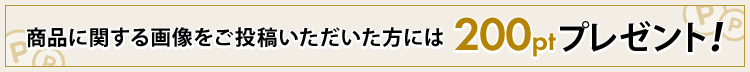 商品に関する画像をご投稿いただいた方には200ポイントプレゼント